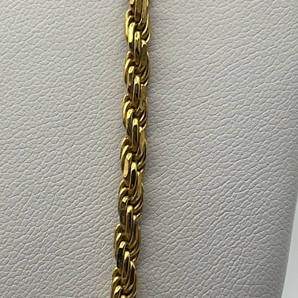 24” Italian Rope Chain 925 Sterling Silver Gold Plated Necklace - Picture 2 of 4